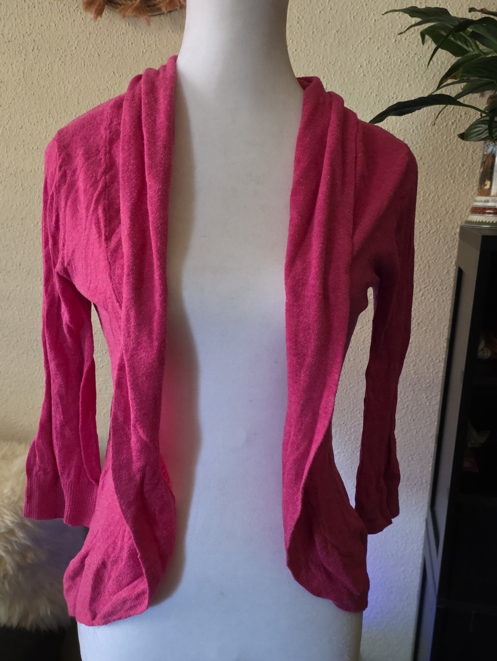 Frenchi Open-Front Hot Pink Lightweight Cardigan Med/ Large